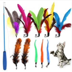Set of 11 Feather Replacement Heads Retractable Cat Tease Sticks