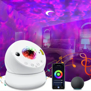Touch APP smart voice control galaxy kids space moving water wave moon star nebula lamp,light led laser projector