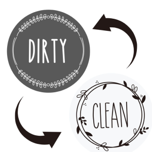Round Dishwasher Magnet Clean Dirty Sign Refrigerator Washer Magnet (Gray and White)