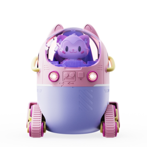220ML portable desktop cute cartoon tank car air humidifier with LED lights  (Pink)