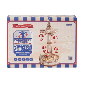 Robotime ROKR Parachute Tower DIY Music Box Moveable Magic Amusement Park For Kids Birthday Xmas Gifts 3D Wooden Puzzle