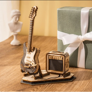 Robotime Rokr Electric Guitar Model Gift for Kids Adult Assembly Creative Toys Building Block Set 3D Wooden Puzzle TG605K