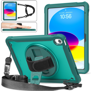 For iPad 10th Gen 10.9 2022 Popeye A Tablet Case with Neck Strap and Bracelet (Dark Night Green)