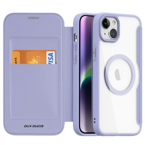 For iPhone 15 Plus DUX DUCIS Skin X Pro Series Magsafe Magnetic PC+TPU Phone Leather Case (Purple)