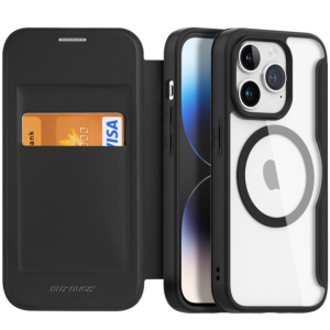 For iPhone 15 Pro DUX DUCIS Skin X Pro Series Magsafe Magnetic PC+TPU Phone Leather Case (Black)