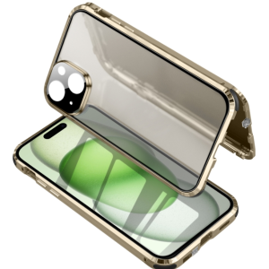 Tempered Glass Case for iPhone 15 Wei-Shield Series Anti-Peek Magnetic Attraction (Gold)