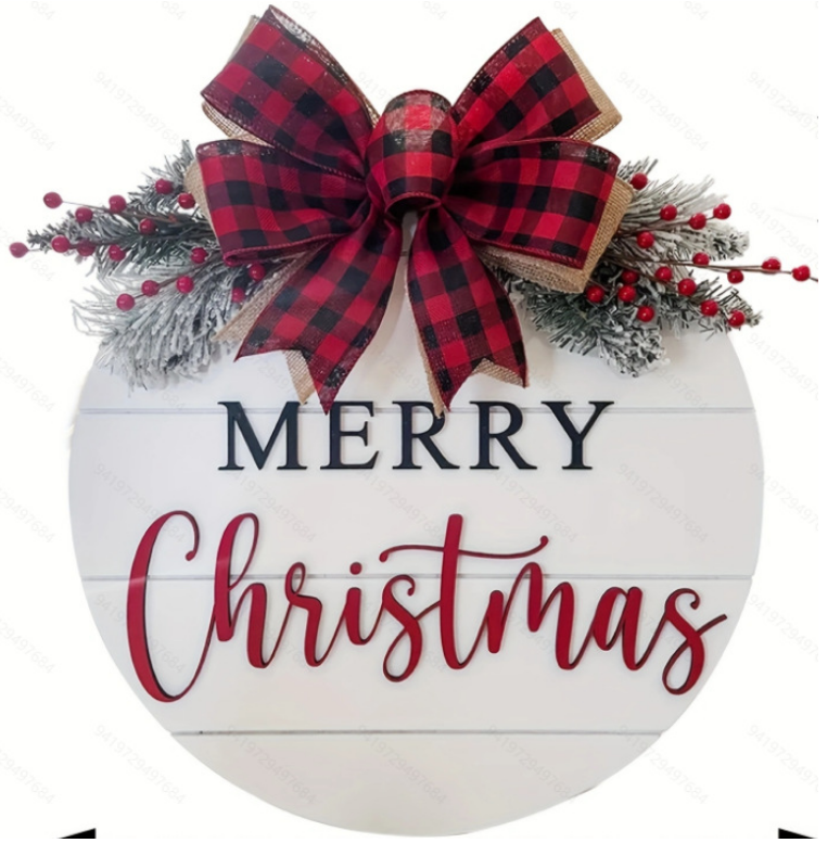 Christmas wooden door sign front door decoration pendant