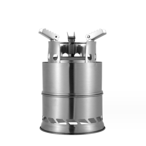 Outdoor Portable Round Firewood Stove Charcoal Stove Solid Alcohol Stove Thickened Stainless Steel Cooking Stove Large