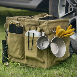 Outdoor camping folding large capacity storage multifunctional equipment moisture-proof tableware portable storage box