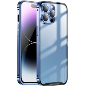 Magic Shield Frosted Push-Pull Metal Phone Case (Blue)