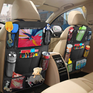 Car Oxford cloth storage bag large capacity car seat storage bag seat back storage bag back seat anti-kick Black 60cm*40cm