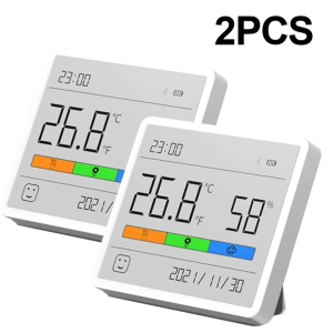 2Pcs Xiaomi DUKA Atuman TH1 Temperature Humidity Meter LCD Digital Thermometer Hygrometer Sensor Gauge Weather Station Clock Home Indoor Use