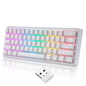 MOTOSPEED SK66 61 Keys Three Mode Mechanical Gaming Keyboard 2.4G/BT/Type-C Wired Hot Swappable RGB Gateron Red/Blue Switch Gaming Keyboard