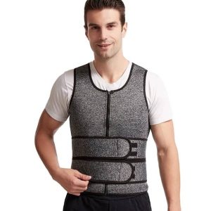 Men Body Shaper Sauna Vest Waist Trainer Double Belt