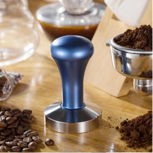 Stainless steel solid wood handle integrated coffee tamper, specification: 57.5 mm, color: oak handle