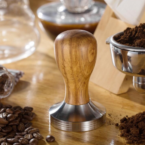 Integrated coffee press with stainless steel solid wood handle, specification: 57.5 mm, color: rosewood handle