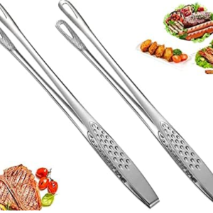Hemoton 2 pinças de alimentos de aço inoxidável estilo japonês, pinças de cozinha multifuncionais, pinças de cozinha para servir, pinça de churrasco p