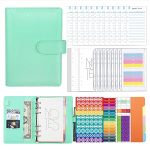 A6 Macaron PU Leather Loose-leaf Notebook Cash Budget Financial Planning Handbook