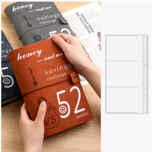 52 Weeks 25 Pages Couple's Challenge Savings Handbook Savings Loose-leaf Bills Holder