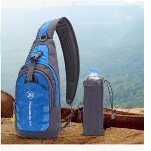 Mochila de uma alça à prova d'água, bolsa tiracolo com suporte removível para garrafa de água