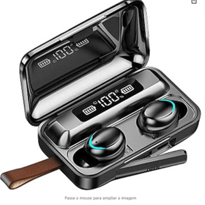 Fones De Ouvido Esportivo, Bluetooth 5.0, Estéreo, 9D LED, à Prova D'água
