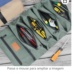 GoolRC Bolsa de ferramentas para enrolar em lona, organizador de ferramentas multiuso com 5 bolsos com zíper, bolsa de transporte para chaves, soquete