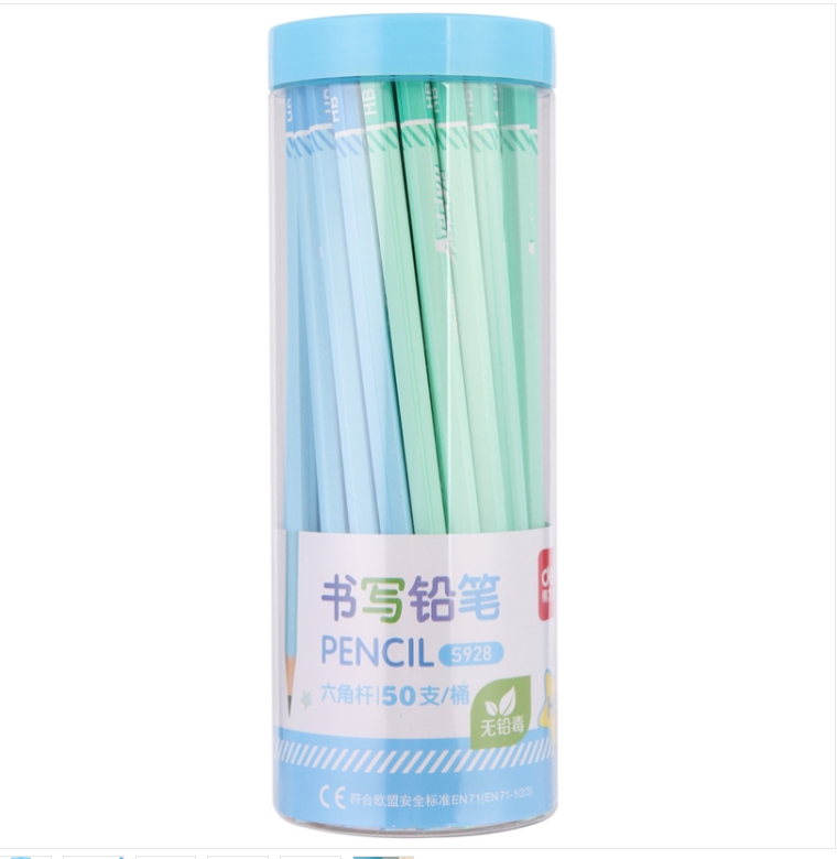Deli S928 50pcs/Barrel HB Pencils Student Round Writing Pencil