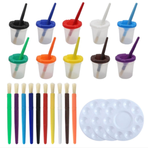23pcs/set Children's Leak-proof Plastic Pencil Wash Cups Palette Painting Brushes