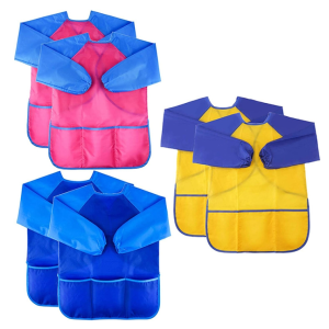6pcs/set Children's Painting Waterproof & Stain Resistant Reversible Coverall (M)