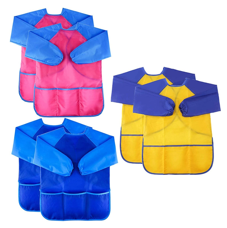 6pcs/set Children's Painting Waterproof & Stain Resistant Reversible Coverall (M)
