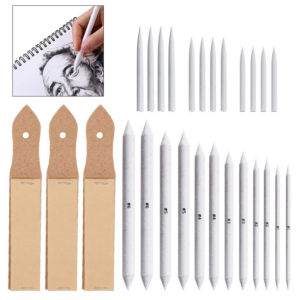 15 Piece Set of Doodle Pens Sketching Drawing Student Correction Pens Sandpaper Board Art Supplies Dark Gray Pouch