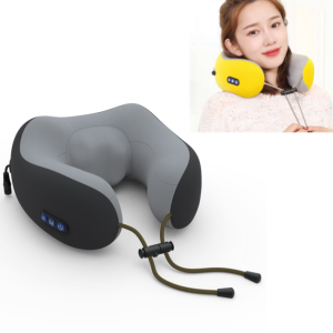 U-shaped electric massage pillow kneading shoulder and neck massager, style: battery models (black color）