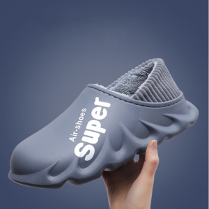 Winter warm padded and thickened waterproof cotton slippers