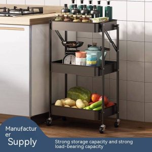 Kitchen shelves kitchen multi-layer floor vegetable organizer household removable foldable cart storage racks