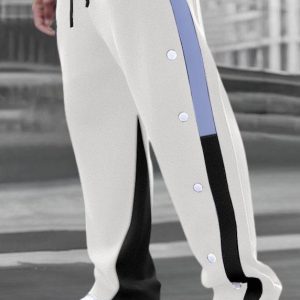 Men's Sweatpants Joggers Trousers Drawstring Elastic Waist Side -1