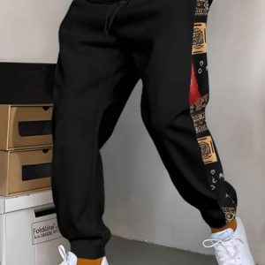 Men's Patchwork Sweatpants Joggers Color Block-1