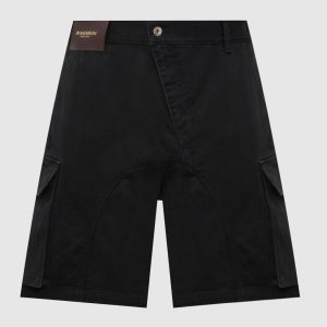 Black denim cargo shorts with logo patch JW Anderson