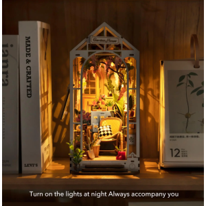 Robotime Rolife Garden House Book Nook Kit Book Shelf Insert Easy Assemble Toys Gifts for Kids Women Girls Home Decoration TGB06