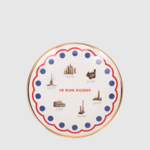 White porcelain souvenir plate Monuments Bitossi Home