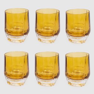 Set of yellow crystal glasses DIAMOND 6 pcs La Reine