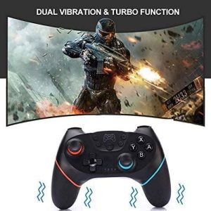 Controlador sem fio para Nintendo Switch &Switch Lite, Bluetooth Switch PRO Controlador Gamepad com Dual Shock, 6-Axis Gyroscope, Turbo - Preto