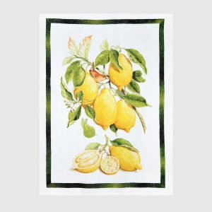 White linen kitchen towel LIMONCELLO TESSITURA TOSCANA TELERIE