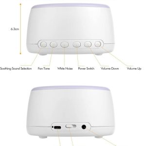 JJone Máquina de ruído branco recarregável de mesa Máquina de som para terapia do sono 30 sons suaves 30min / 60min Timer/Loop de reprodução Conexão B