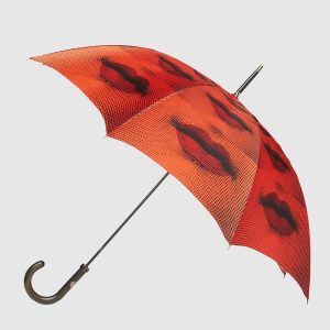 Orange folding umbrella Bocche Fornasetti
