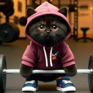 Cute Fitness Cat Sculpture
