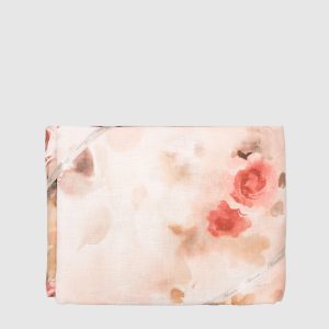 Estelle beige linen tablecloth with floral print Blumarine
