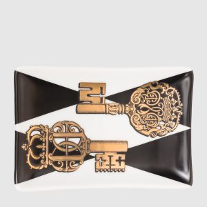 White porcelain ashtray Chiavi & Rombi Fornasetti