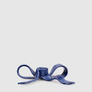 Blue ceramic candlestick in the shape of a bow Bitossi Home