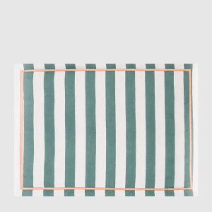 A set of green striped linen table mats La DoubleJ