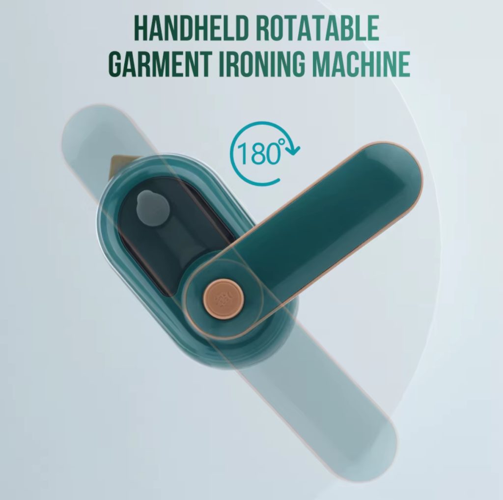 Portable handheld garment steam iron with 180 degree rotating handle